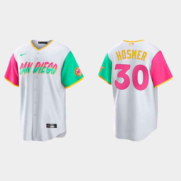 Men's San Diego Padres #30 Eric Hosmer 2022 White City Connect Cool Base Stitched Jersey Men's San Diego Padres #30 Eric Hosmer 2022 White City Connect Cool Base Stitched Jersey
